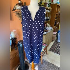 Lands' End Navy Knit Fabric Sleeveless Dress